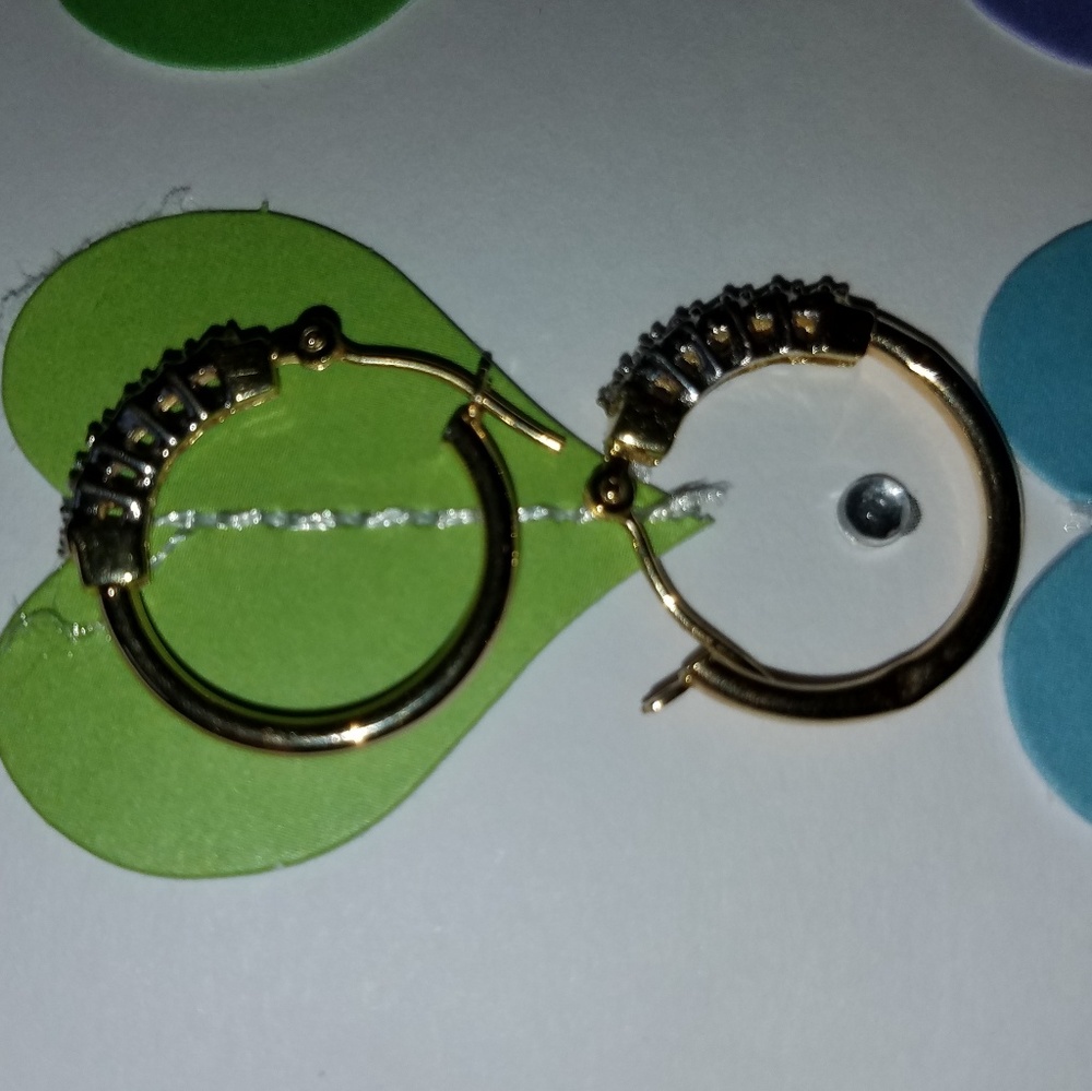 14k gold small diamond hoops